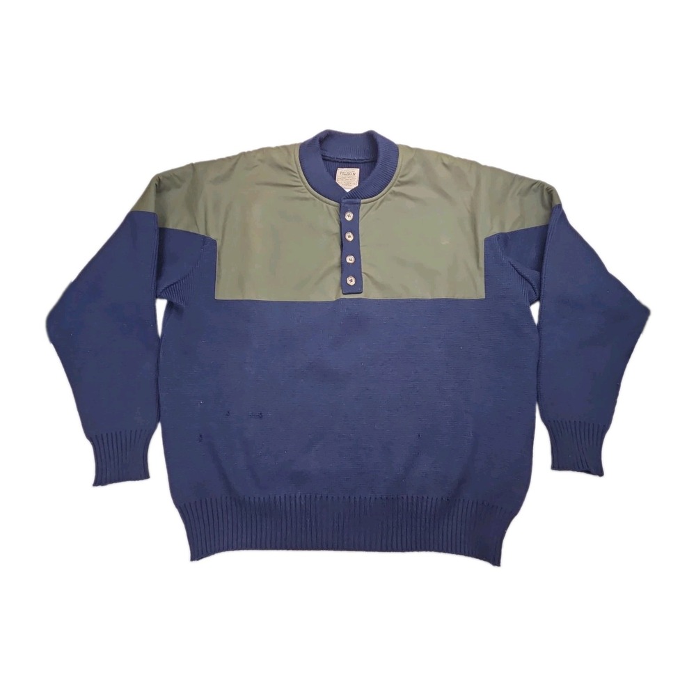 Filson Henley Guide Sweater Men's XL Made In USA Style 710 Navy